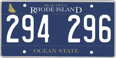 RI license plate 294296