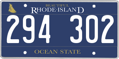 RI license plate 294302