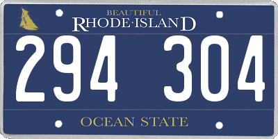 RI license plate 294304