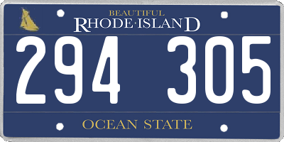 RI license plate 294305