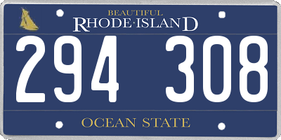 RI license plate 294308