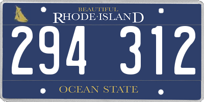 RI license plate 294312