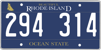 RI license plate 294314
