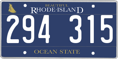 RI license plate 294315