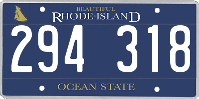 RI license plate 294318