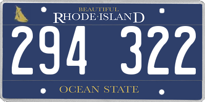 RI license plate 294322