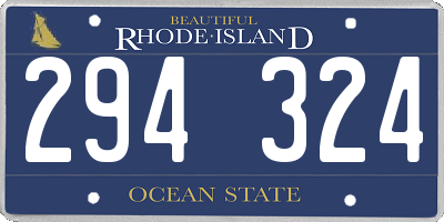 RI license plate 294324