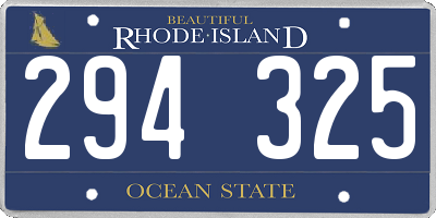RI license plate 294325