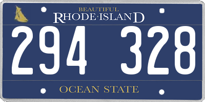 RI license plate 294328