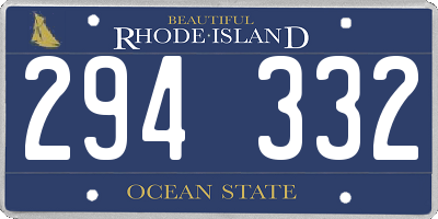 RI license plate 294332
