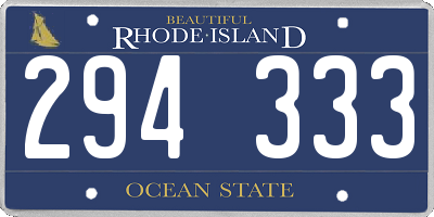 RI license plate 294333