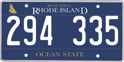RI license plate 294335