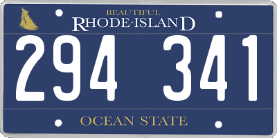 RI license plate 294341