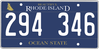 RI license plate 294346