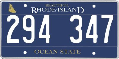RI license plate 294347