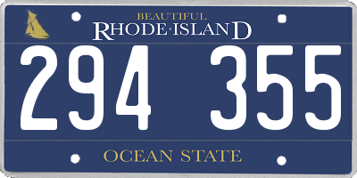 RI license plate 294355