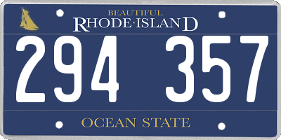 RI license plate 294357