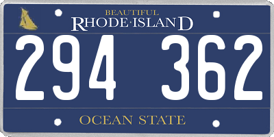 RI license plate 294362