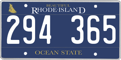 RI license plate 294365