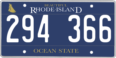 RI license plate 294366