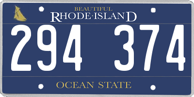 RI license plate 294374