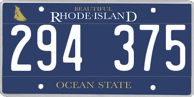 RI license plate 294375