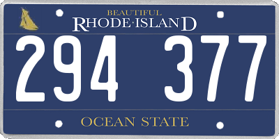 RI license plate 294377