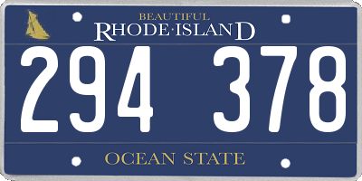 RI license plate 294378
