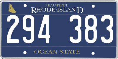 RI license plate 294383