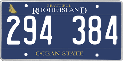 RI license plate 294384