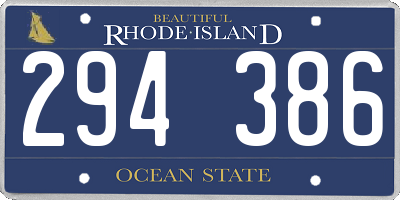 RI license plate 294386