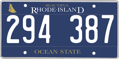 RI license plate 294387