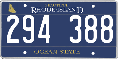 RI license plate 294388