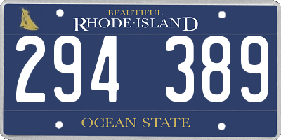 RI license plate 294389