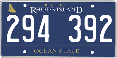 RI license plate 294392