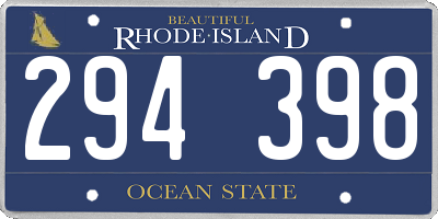 RI license plate 294398