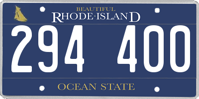 RI license plate 294400
