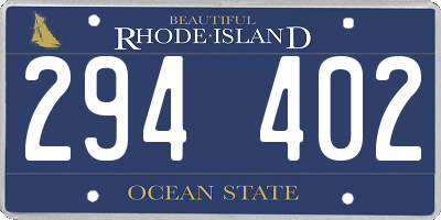 RI license plate 294402