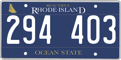 RI license plate 294403