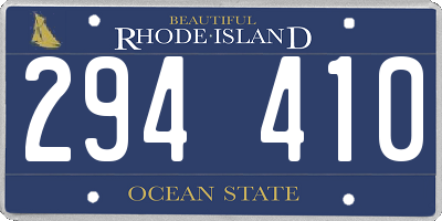 RI license plate 294410