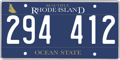 RI license plate 294412