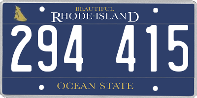 RI license plate 294415