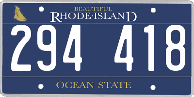 RI license plate 294418