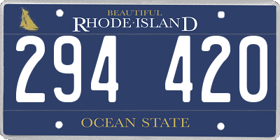 RI license plate 294420