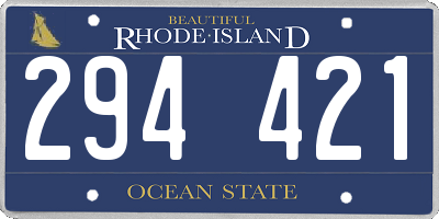 RI license plate 294421