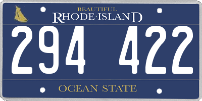 RI license plate 294422