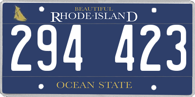 RI license plate 294423