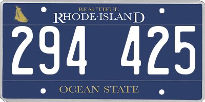 RI license plate 294425