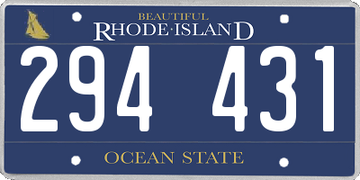 RI license plate 294431