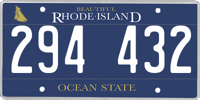 RI license plate 294432